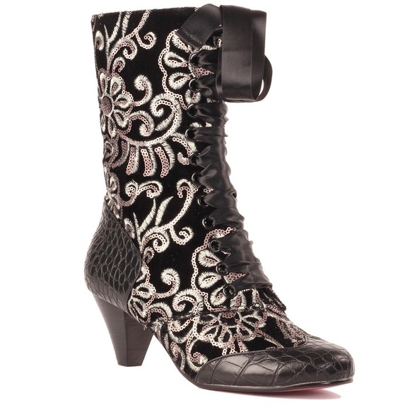 Poetic Licence by Irregular Choice Lady Victoria Floral Sequin Boots Size 5.5 - Picture 1 of 7